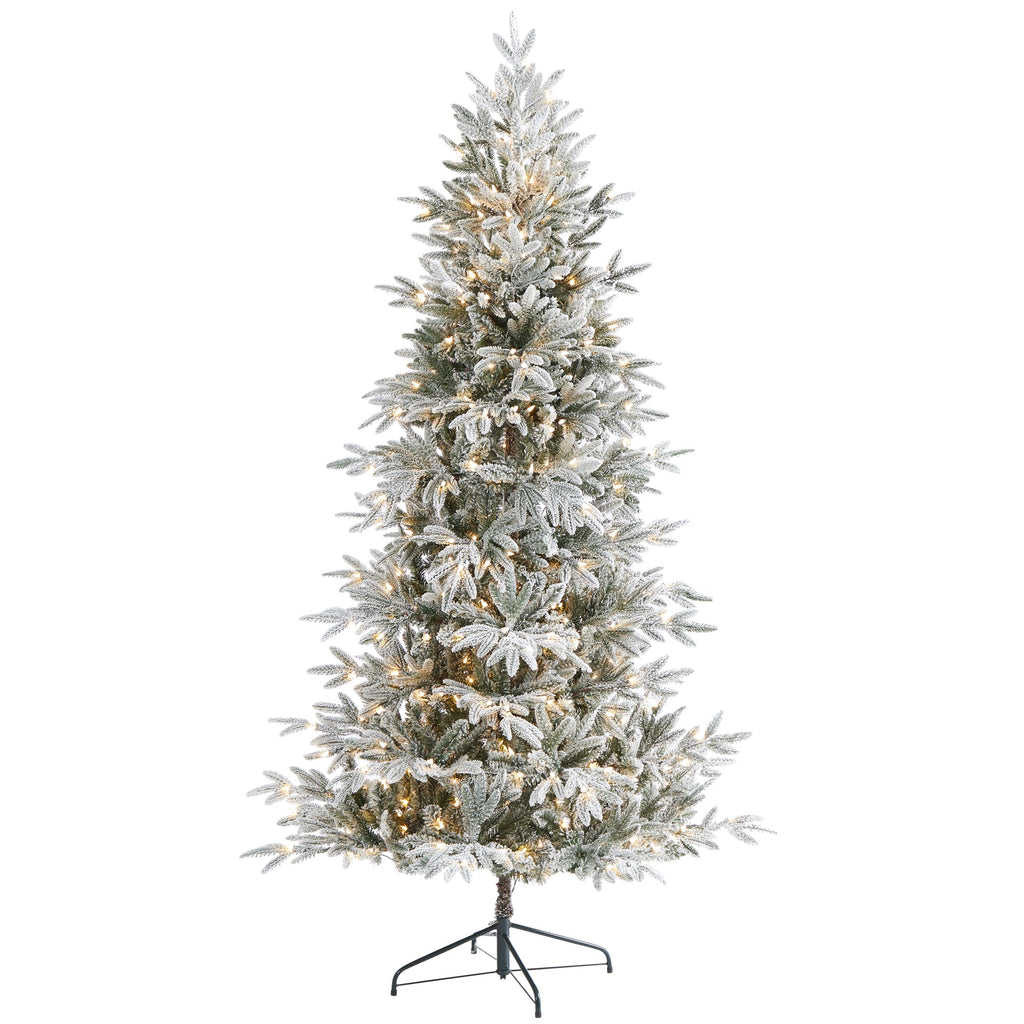 7.5' Flocked Manchester Spruce Artificial Christmas Tree w/ 450 Lights