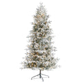7.5' Flocked Manchester Spruce Artificial Christmas Tree w/ 450 Lights
