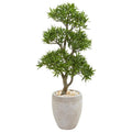 43" Bonsai Styled Podocarpus Artificial Tree In Sandstone Planter