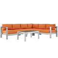Shore 5 Piece Outdoor Patio Aluminum Sectional Sofa Set by Modway