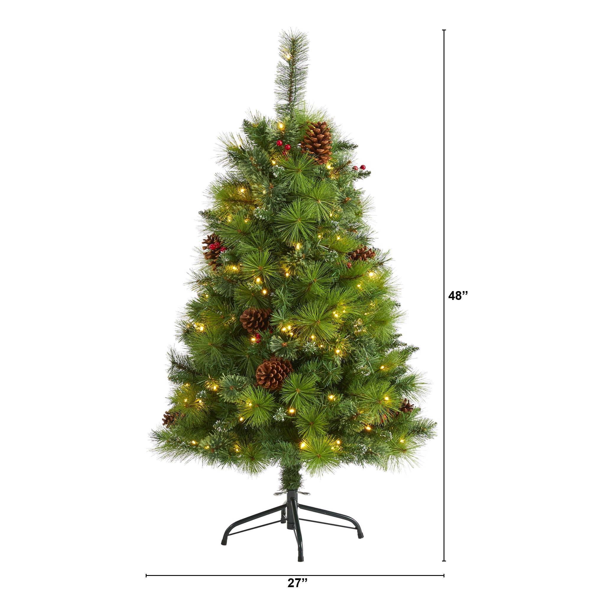 4' Montana Mixed Pine Artificial Christmas Tree w/ Pine Cones, Berries