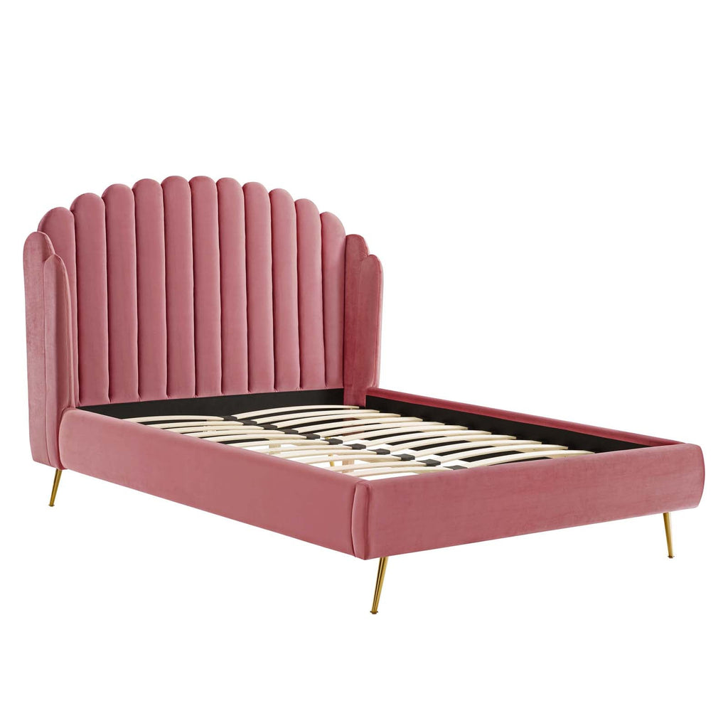 Lana Performance Velvet Queen Wingback Platform Bed by Modway