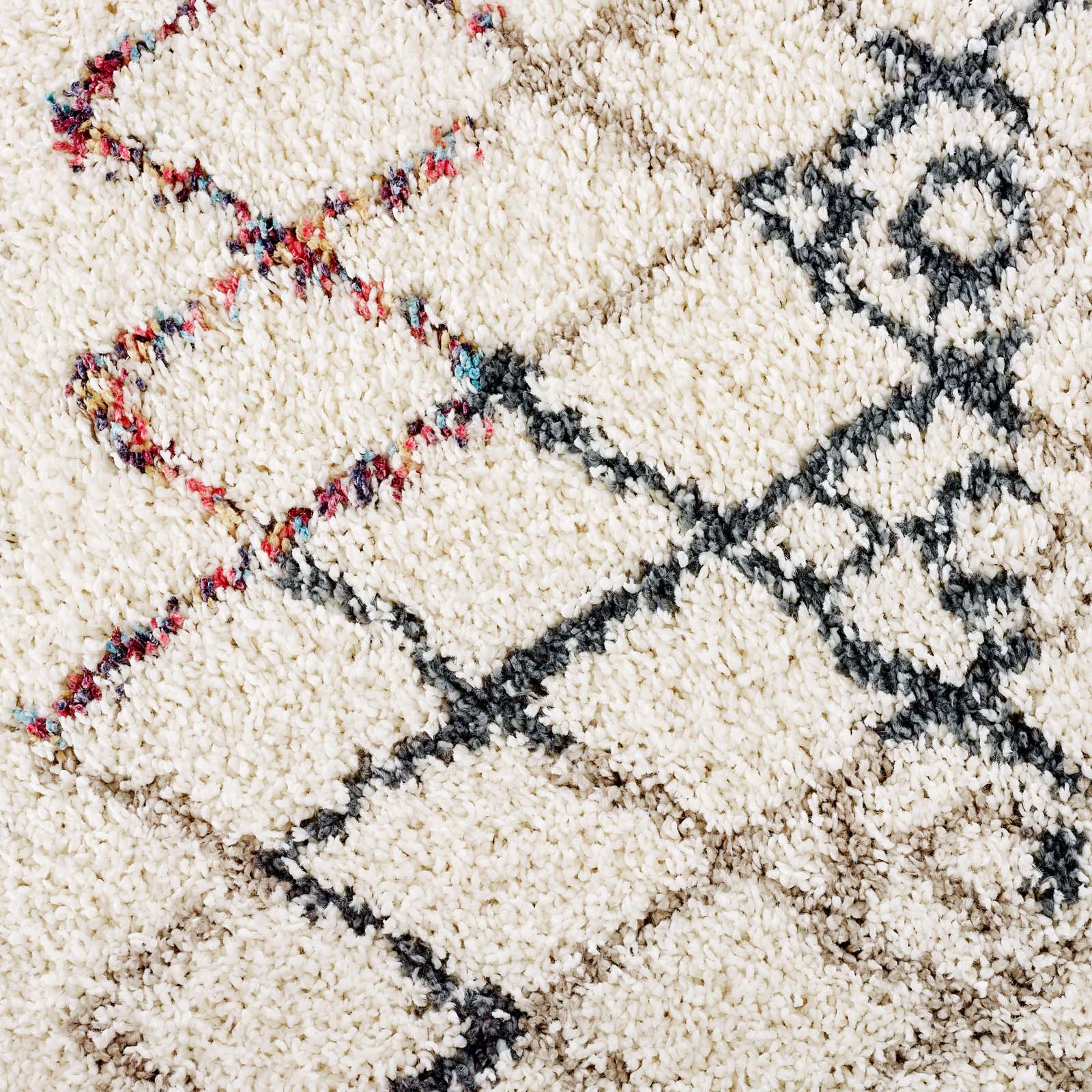 Skadi Rainbow Diamond Shag Area Rug in Multicolor