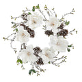 24" Snowed Magnolia / Pine Cone Wreath