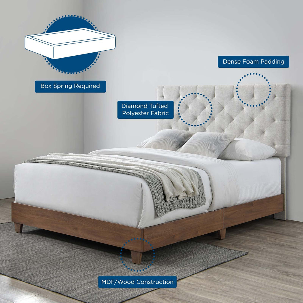 Rhiannon Diamond Tufted Upholstered Fabric Queen Bed by Modway