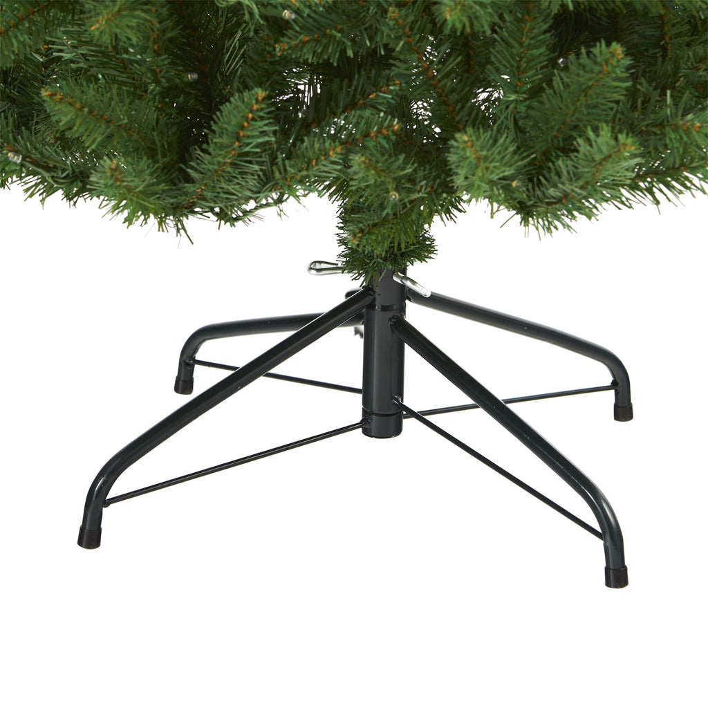 6.5' Slim Green Mountain Pine Artificial Christmas Tree w/ 300 Clear LED Lights