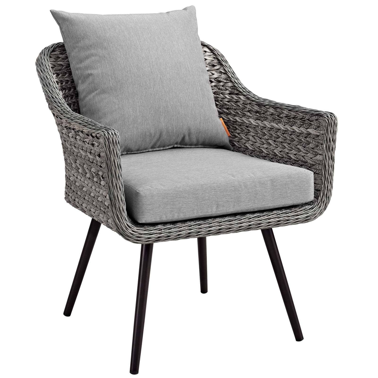 Endeavor 5 Piece Outdoor Patio Wicker Rattan Loveseat Armchair Coffee + Side Table Set by Modway
