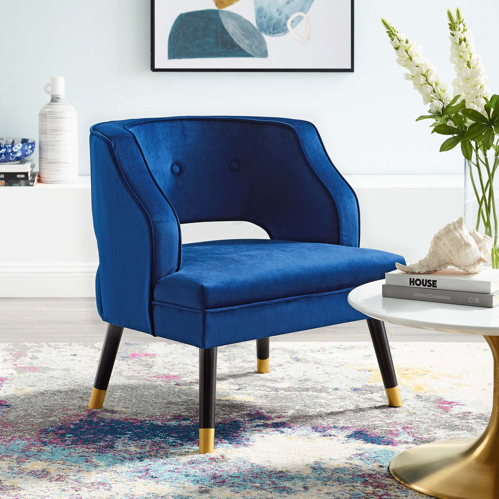 Traipse Button Tufted Open Back Performance Velvet Armchair by Modway