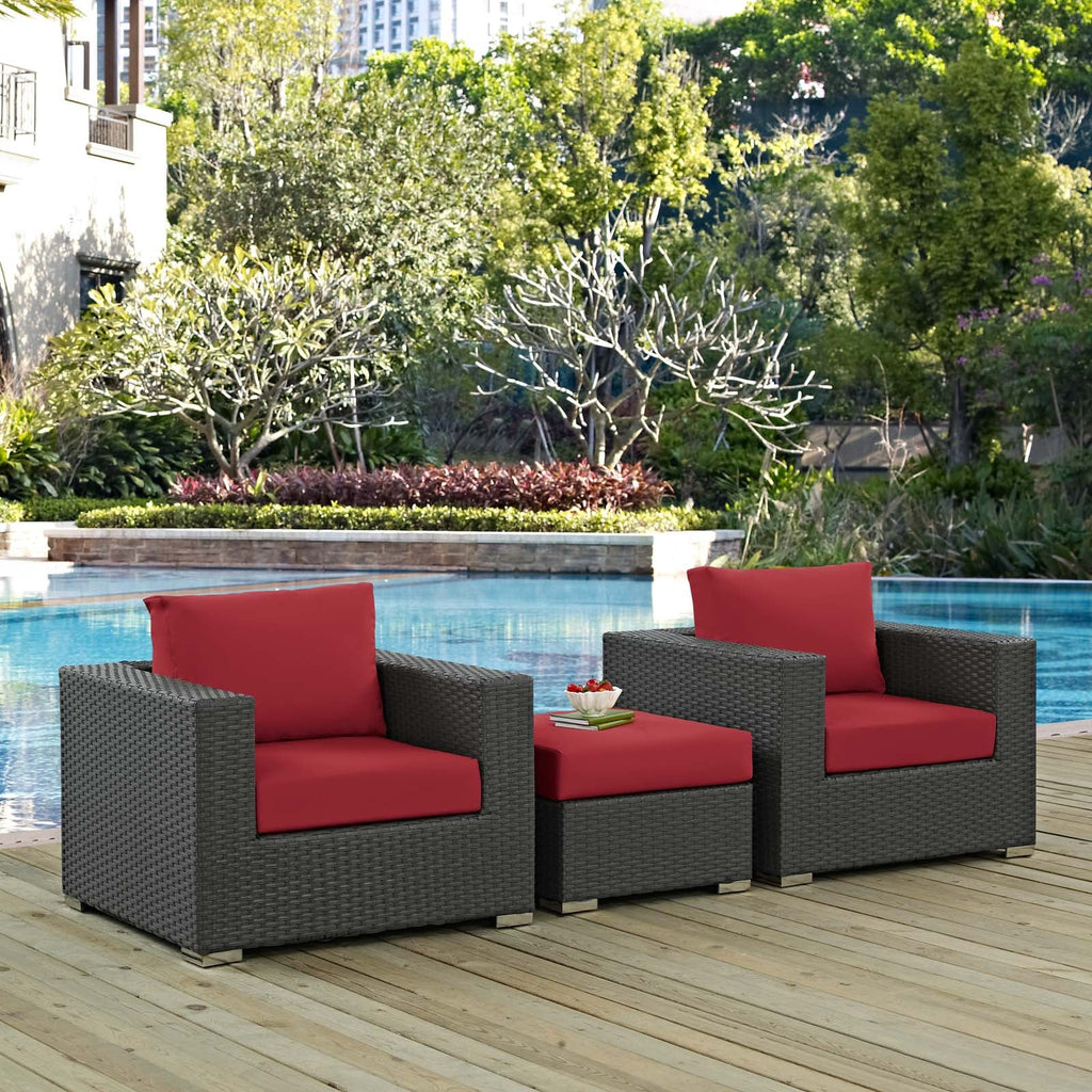 Sojourn 3 Piece Outdoor Patio Sunbrella¨ Sectional Set by Modway