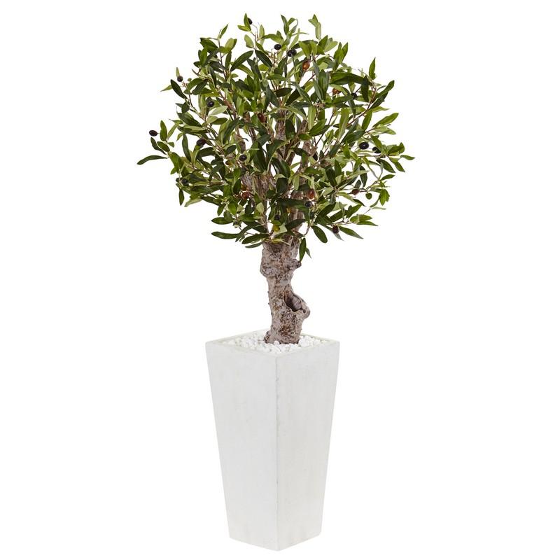3.5' Olive Tree in White Tower Planter