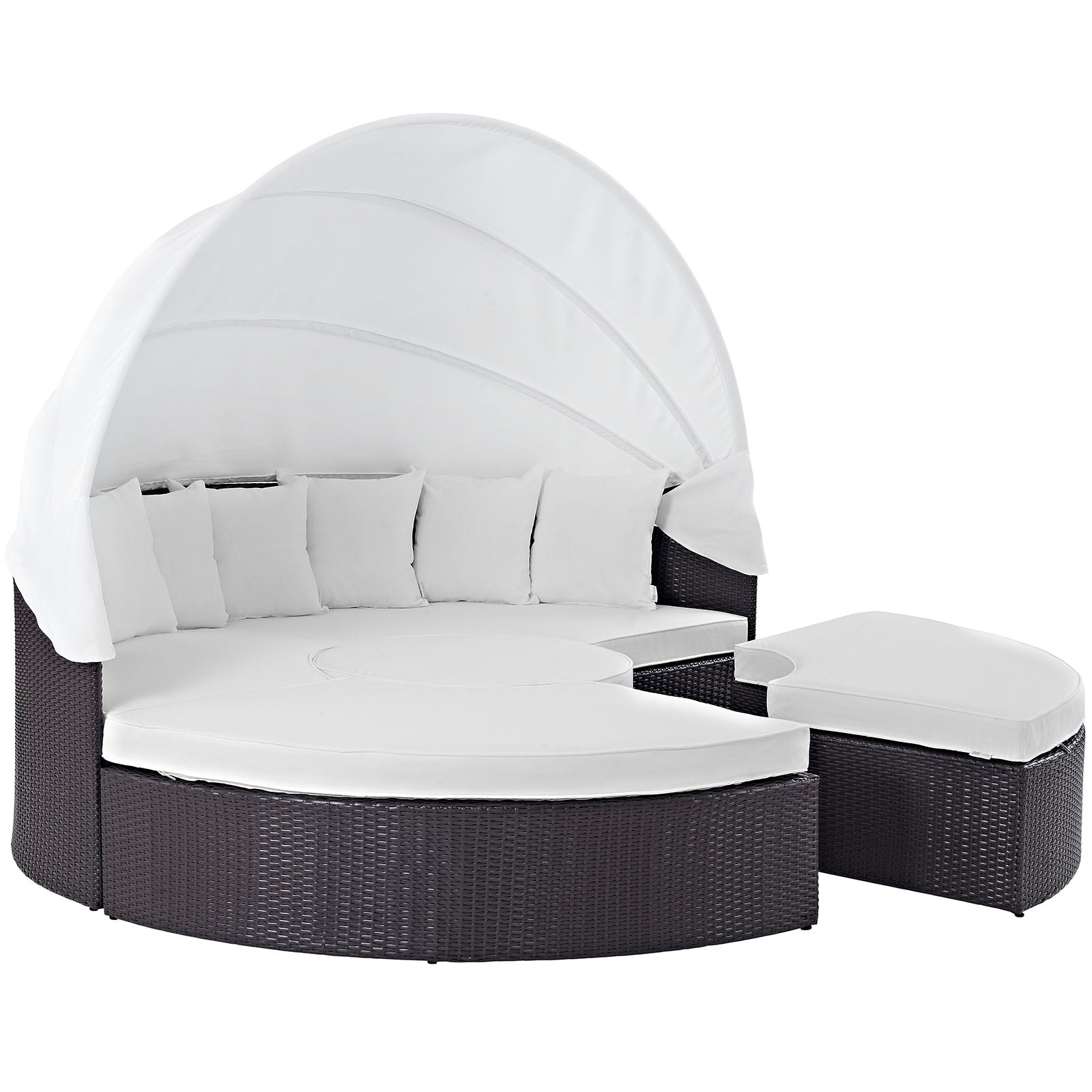 Quest Outdoor Patio Wicker Rattan Canopy Sectional Daybed by Modway