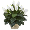 35"  Spathifyllum Artificial Plant in White Planter