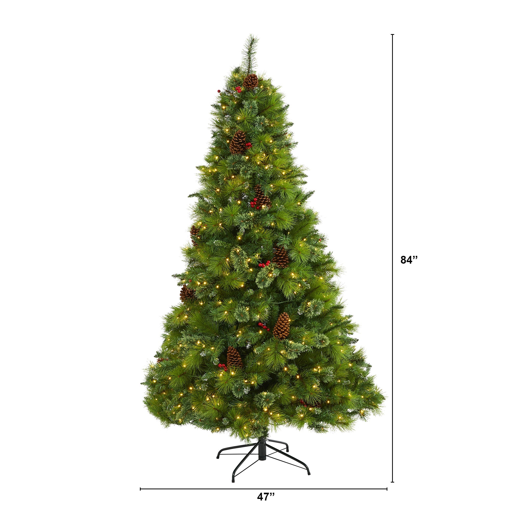 7' Montana Mixed Pine Artificial Christmas Tree w/ Pine Cones, Berries