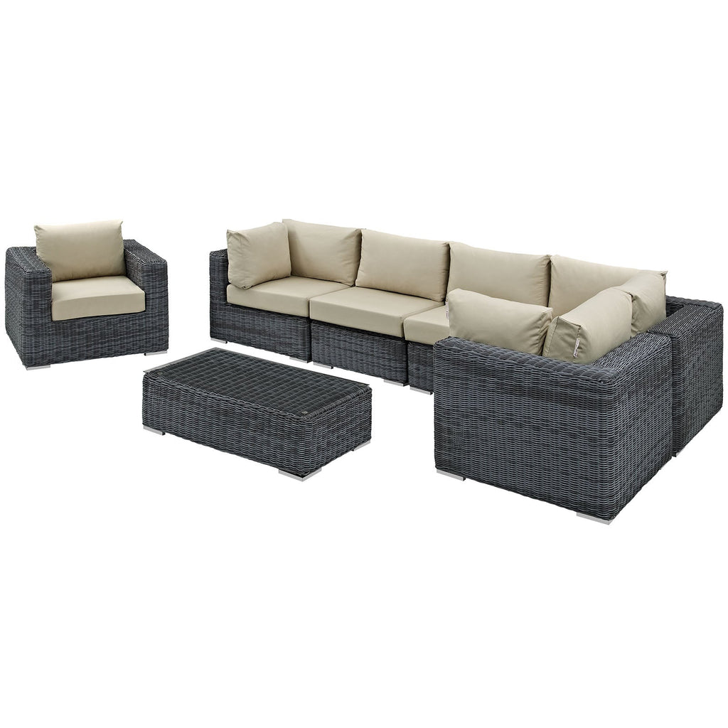Summon 7 Piece Outdoor Patio Sunbrella¨ Sectional Set by Modway