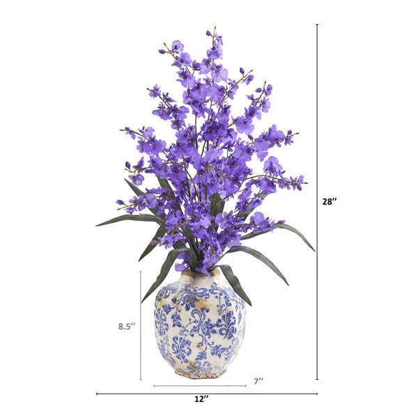 28" Dancing Lady Orchid Artificial Arrangement in Decorative Vase