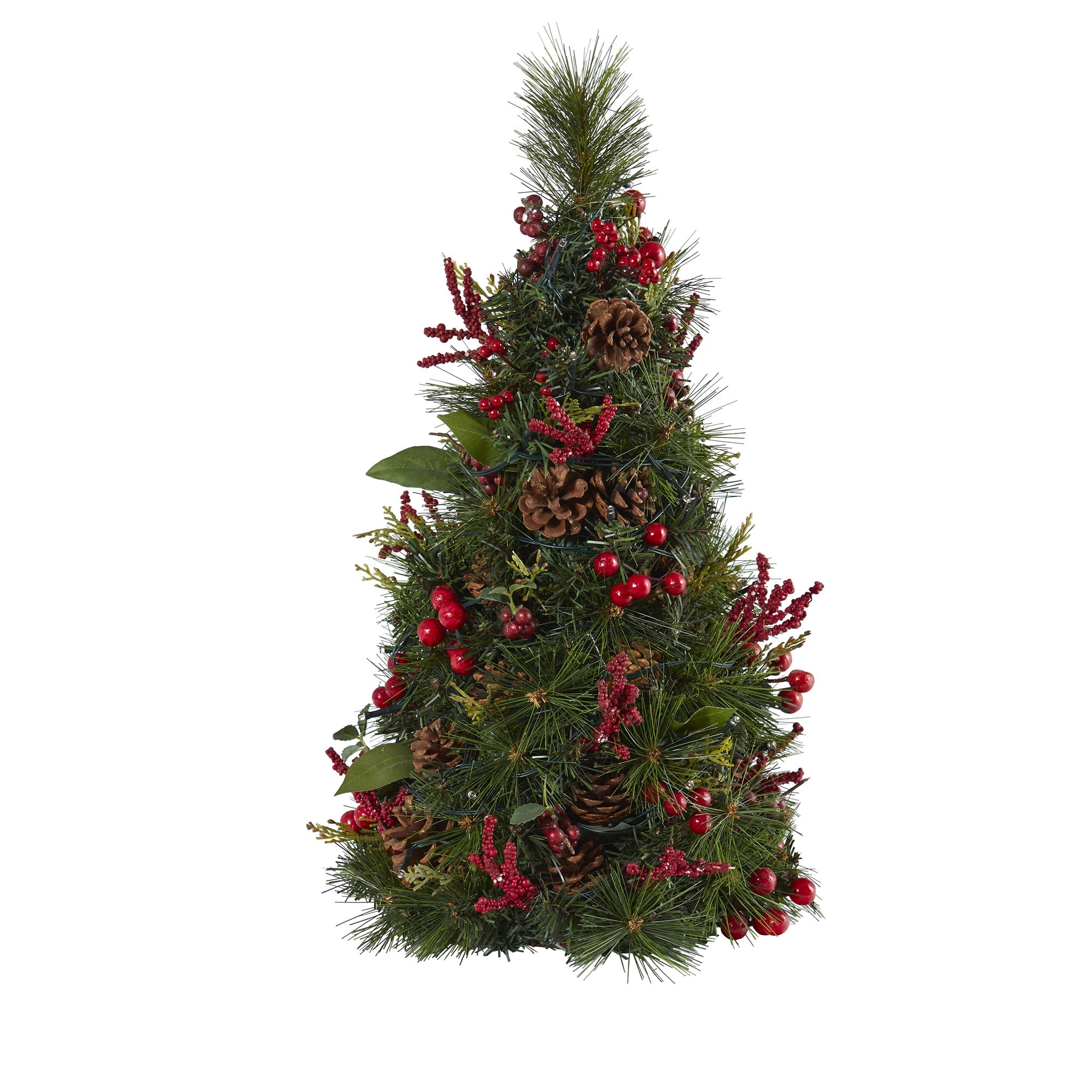 2' Mixed Berry and Pine Cone Artificial Christmas Tree with 35 Clear LED Lights