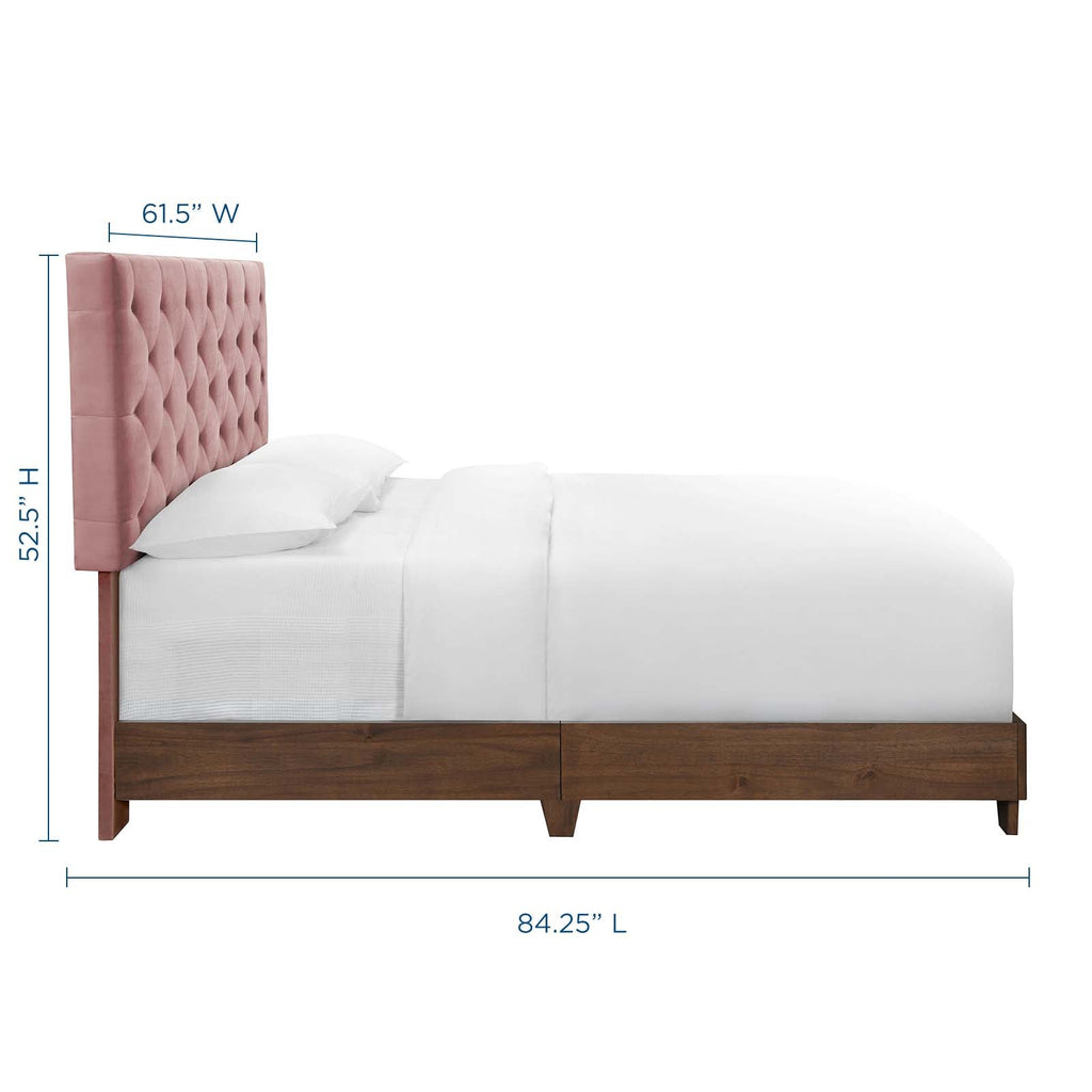 Rhiannon Diamond Tufted Upholstered Performance Velvet Queen Bed by Modway
