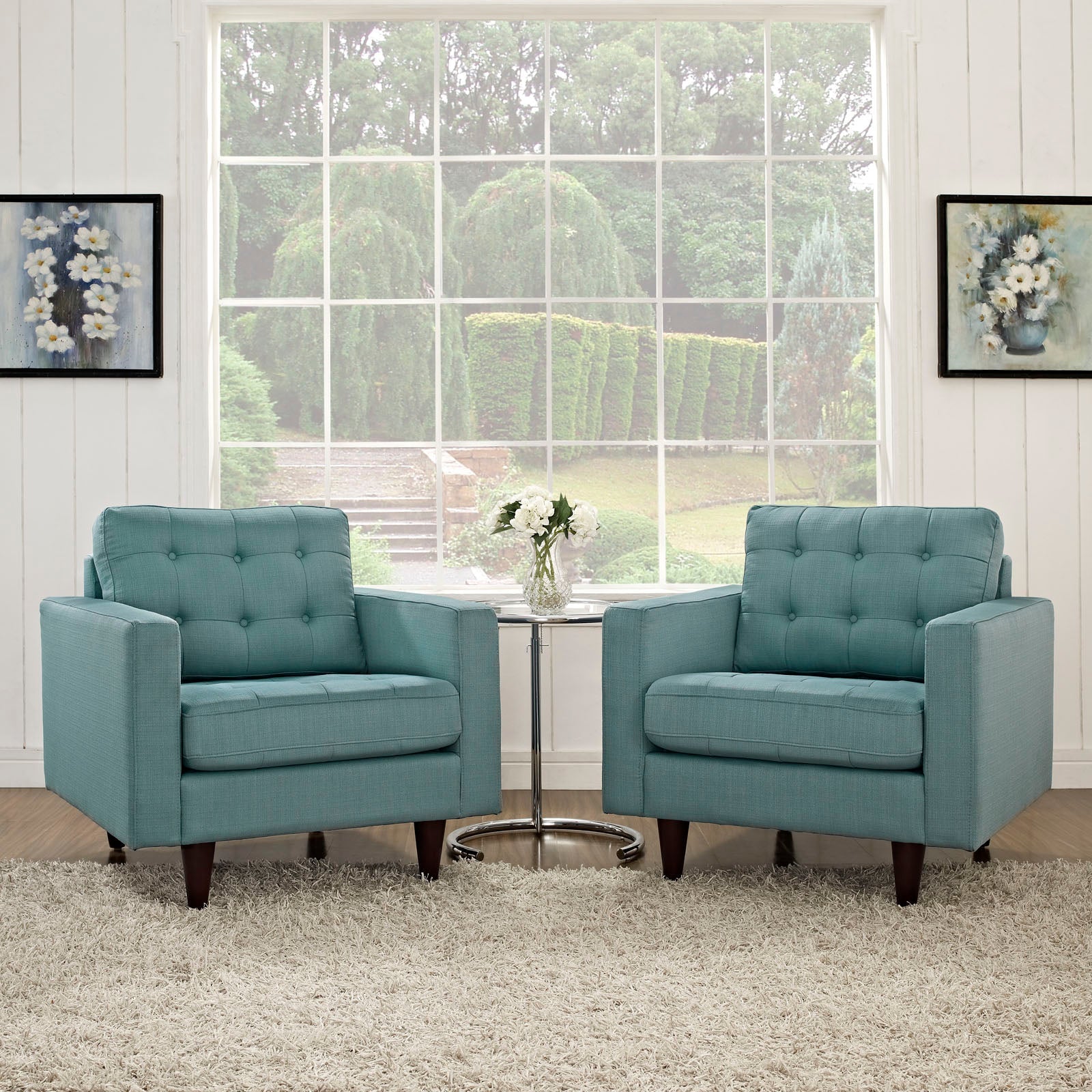 Empress Upholstered Fabric Armchair Set of 2 by Modway
