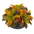 23"  Garden Croton Artificial Plant in Decorative Bowl (Real Touch)