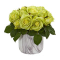Rose Artificial Arrangement in Marble Finished Vase