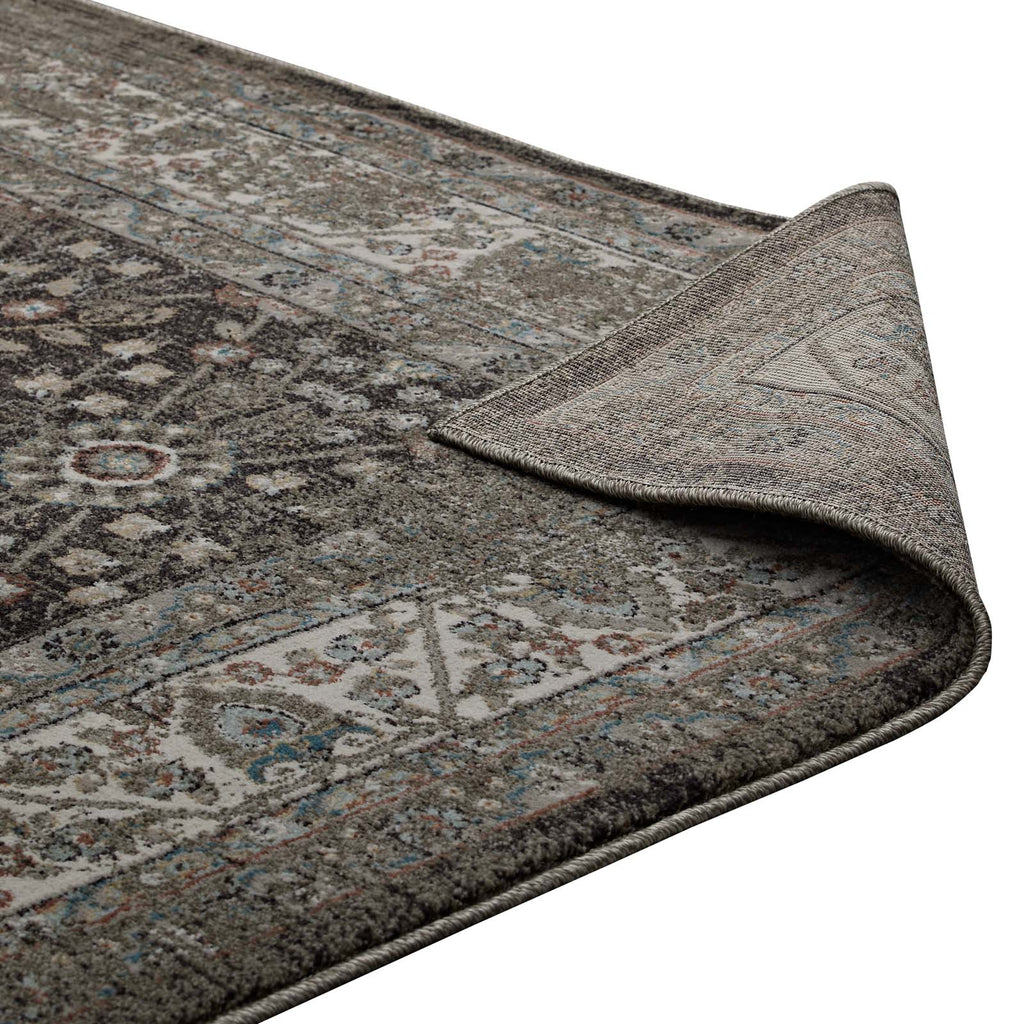 Berit Distressed Vintage Floral Lattice 8x10 Area Rug by Modway