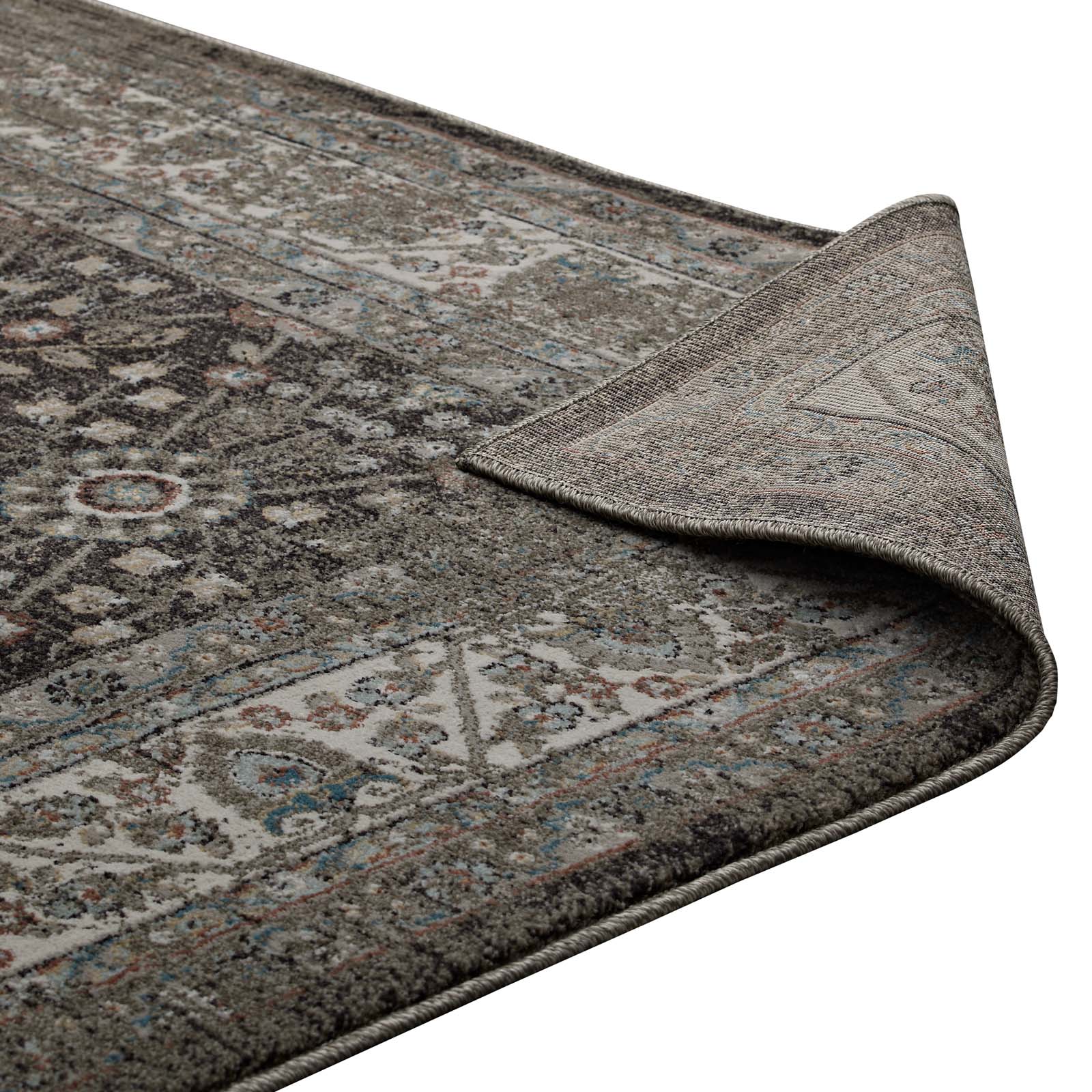 Berit Distressed Vintage Floral Lattice 8x10 Area Rug by Modway