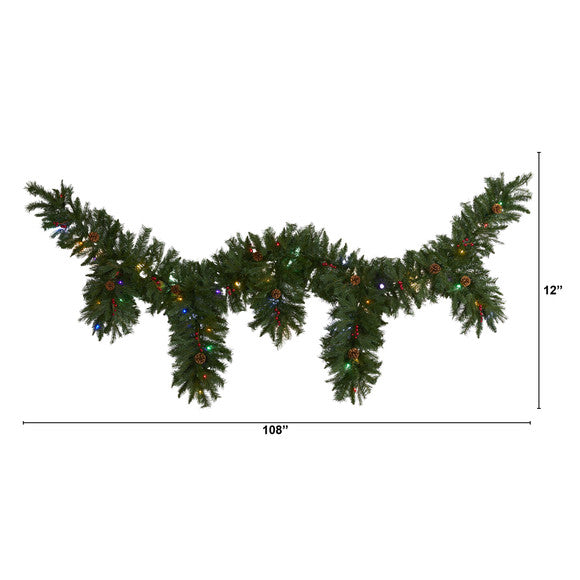 9' x 12" Hanging Icicle Artificial Christmas Garland w/50 Multicolor LED Lights