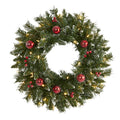 24" Frosted Artificial Christmas Wreath with 50 Warm White LED Lights