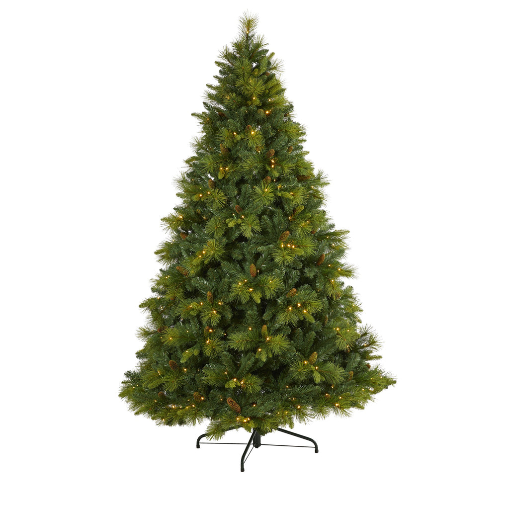 7.5' North Carolina Mixed Pine Artificial Christmas Tree w/ 470 Warm White LED