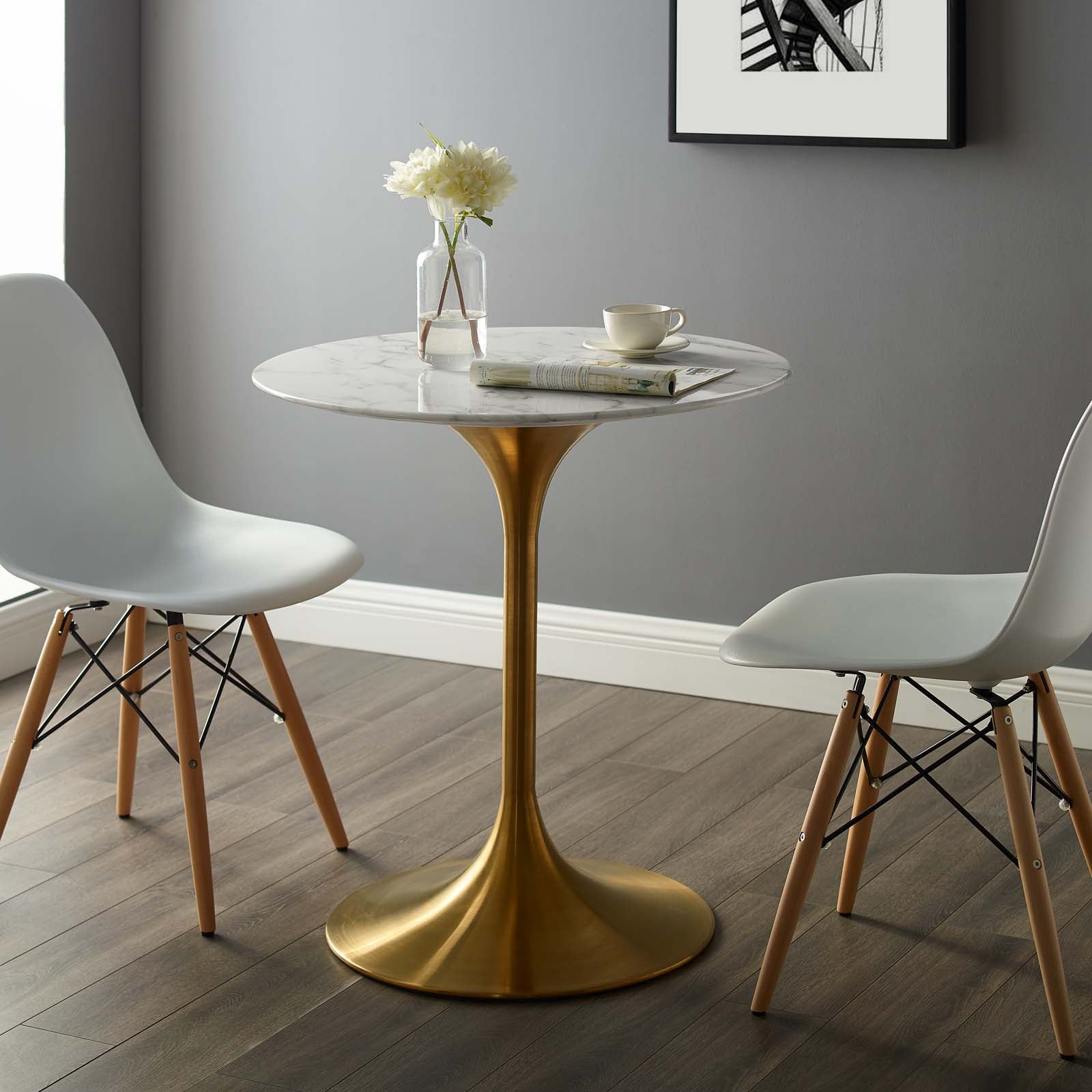 Lippa 28" Round Faux Marble Dining Table by Modway