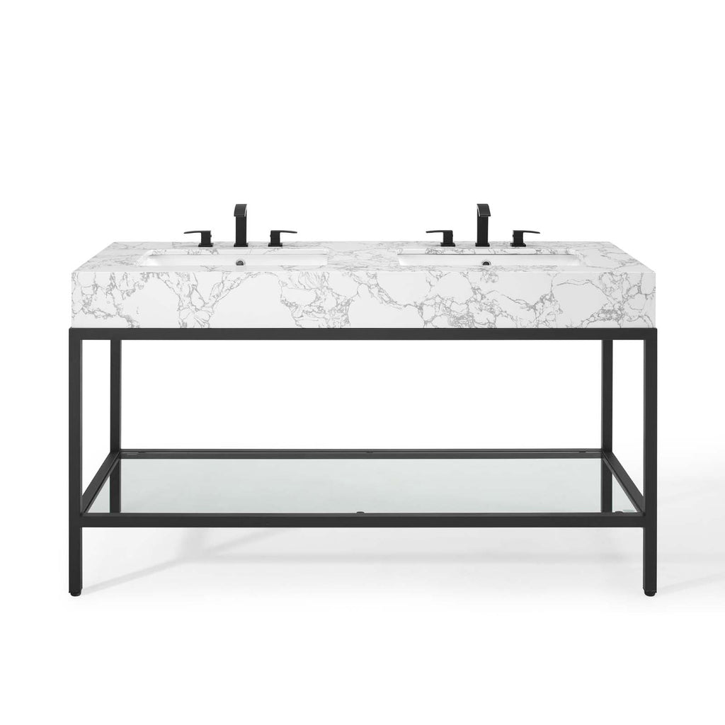 Kingsley 60" Black Stainless Steel Bathroom Vanity by Modway