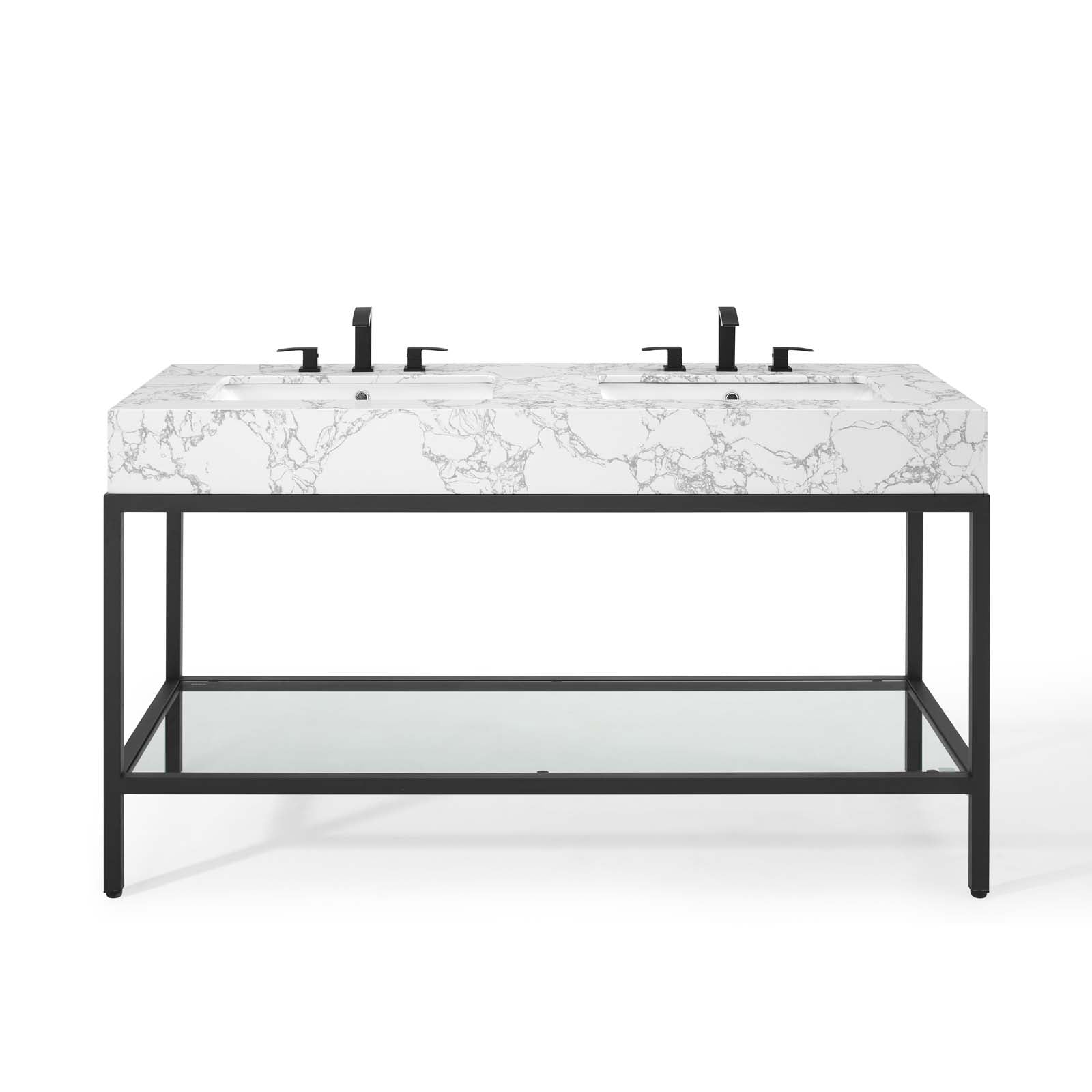 Kingsley 60" Black Stainless Steel Bathroom Vanity by Modway