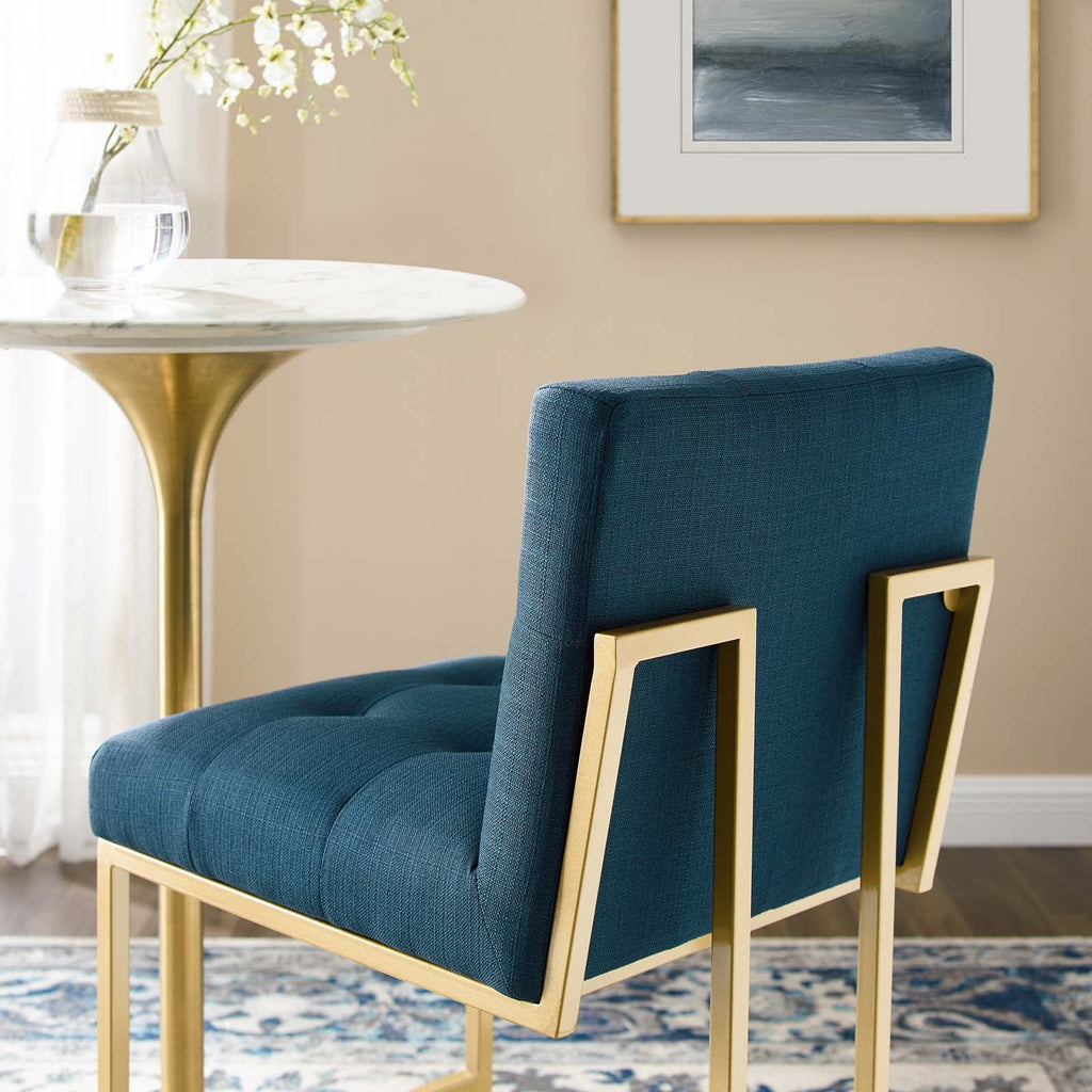 Privy Gold Stainless Steel Upholstered Fabric Bar Stool by Modway