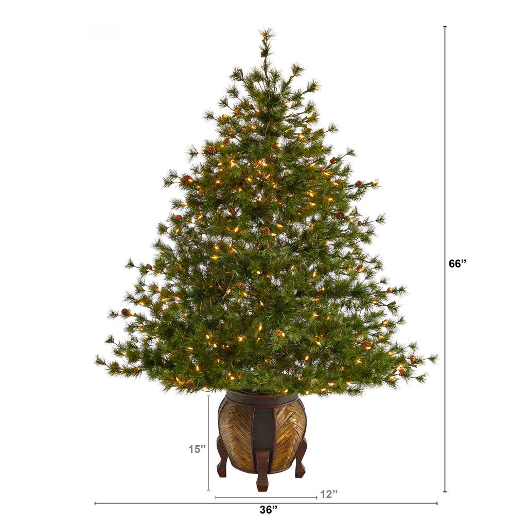 5.5' Colorado Mountain Pine Artificial Christmas Tree w/ 250 Clear Lights