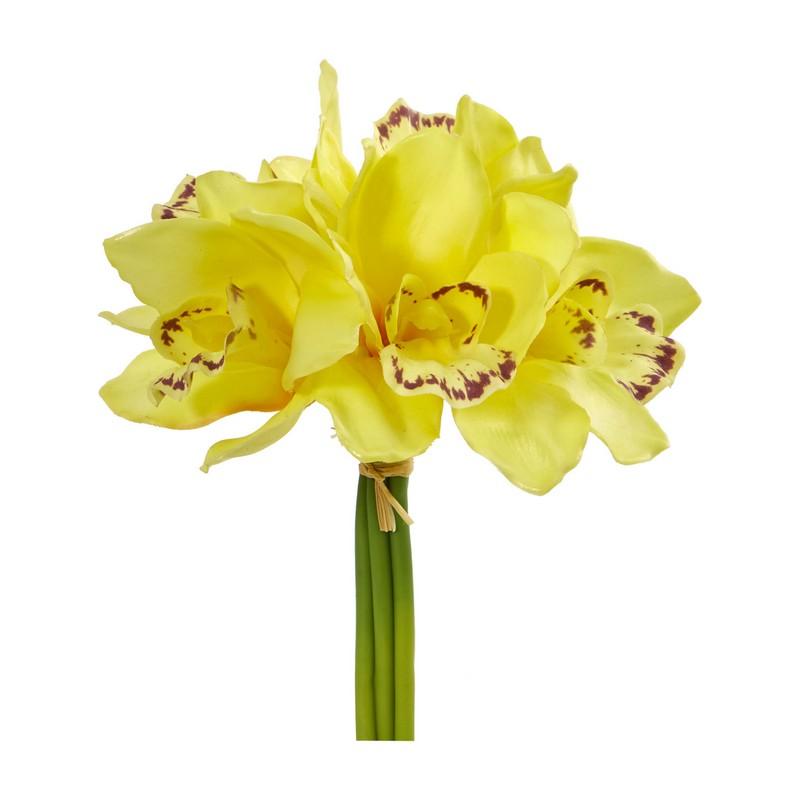 9" Cymbidium Orchid Artificial Flower Bundle (Set Of 6) 2250-S6-YL