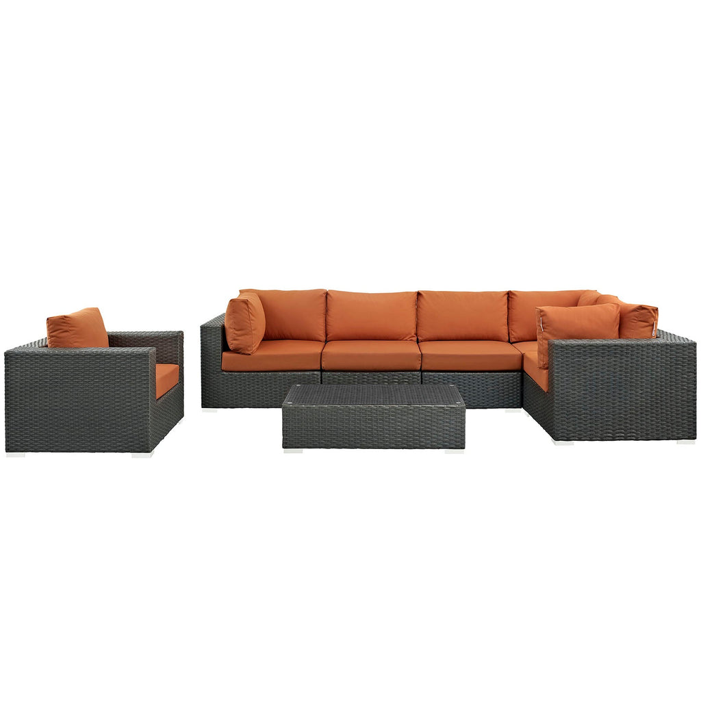 Sojourn 7 Piece Outdoor Patio Sunbrella¨ Sectional Set by Modway