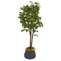 46"  Fig Artificial Tree in Planter with Brass Trimming