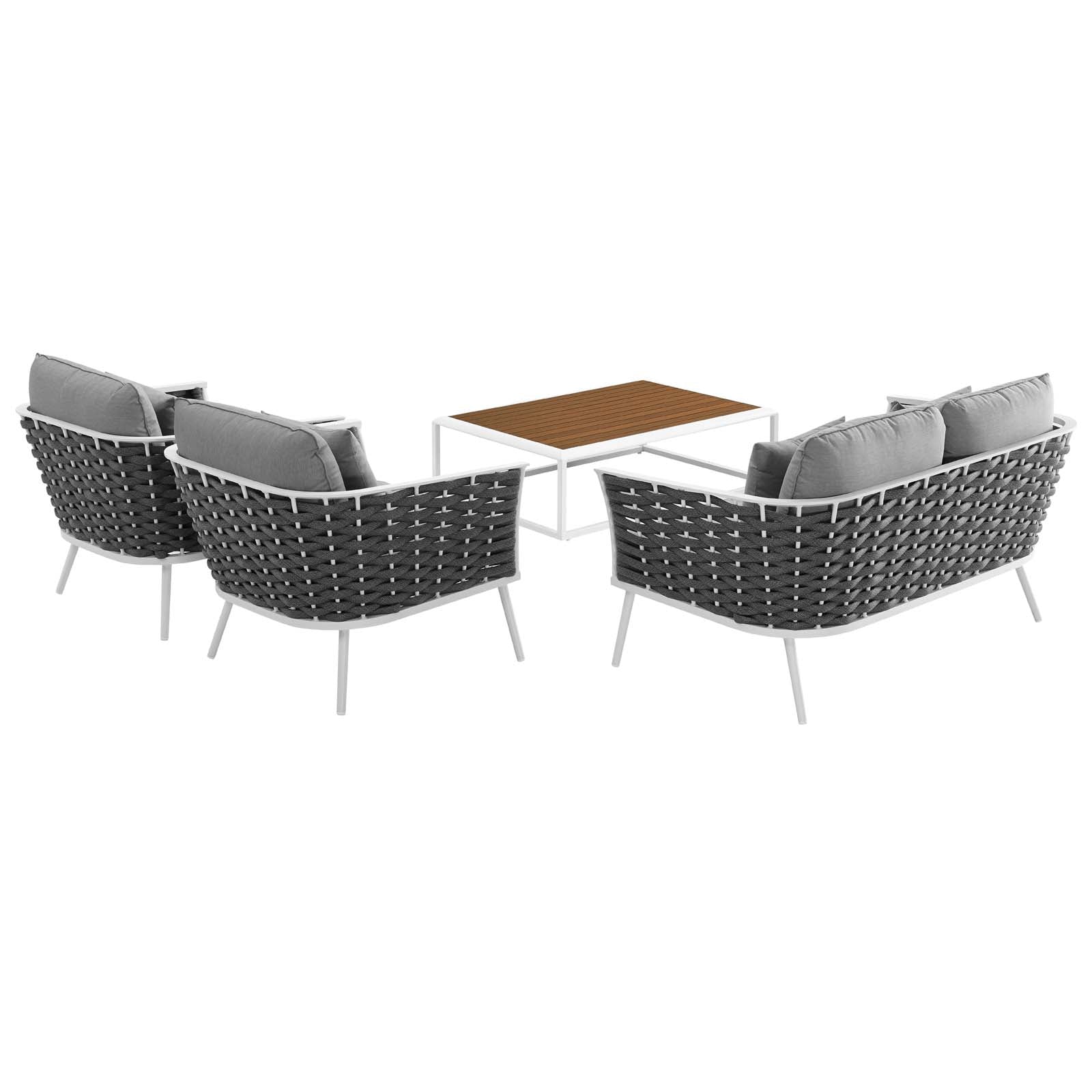Stance 4 Piece Outdoor Patio Aluminum Sectional Sofa Set by Modway