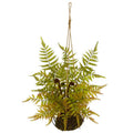 21"  Fern Artificial Plant in Metal Hanging Basket