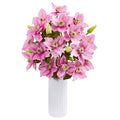 21"  Anemone Artificial Arrangement in White Vase