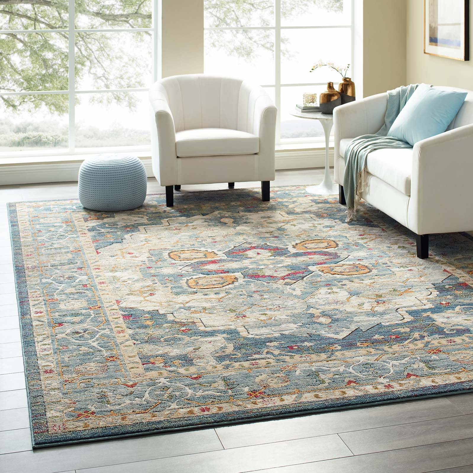 Tribute Diantha Distressed Vintage Floral Vintage Medallion 8x10 Area Rug by Modway