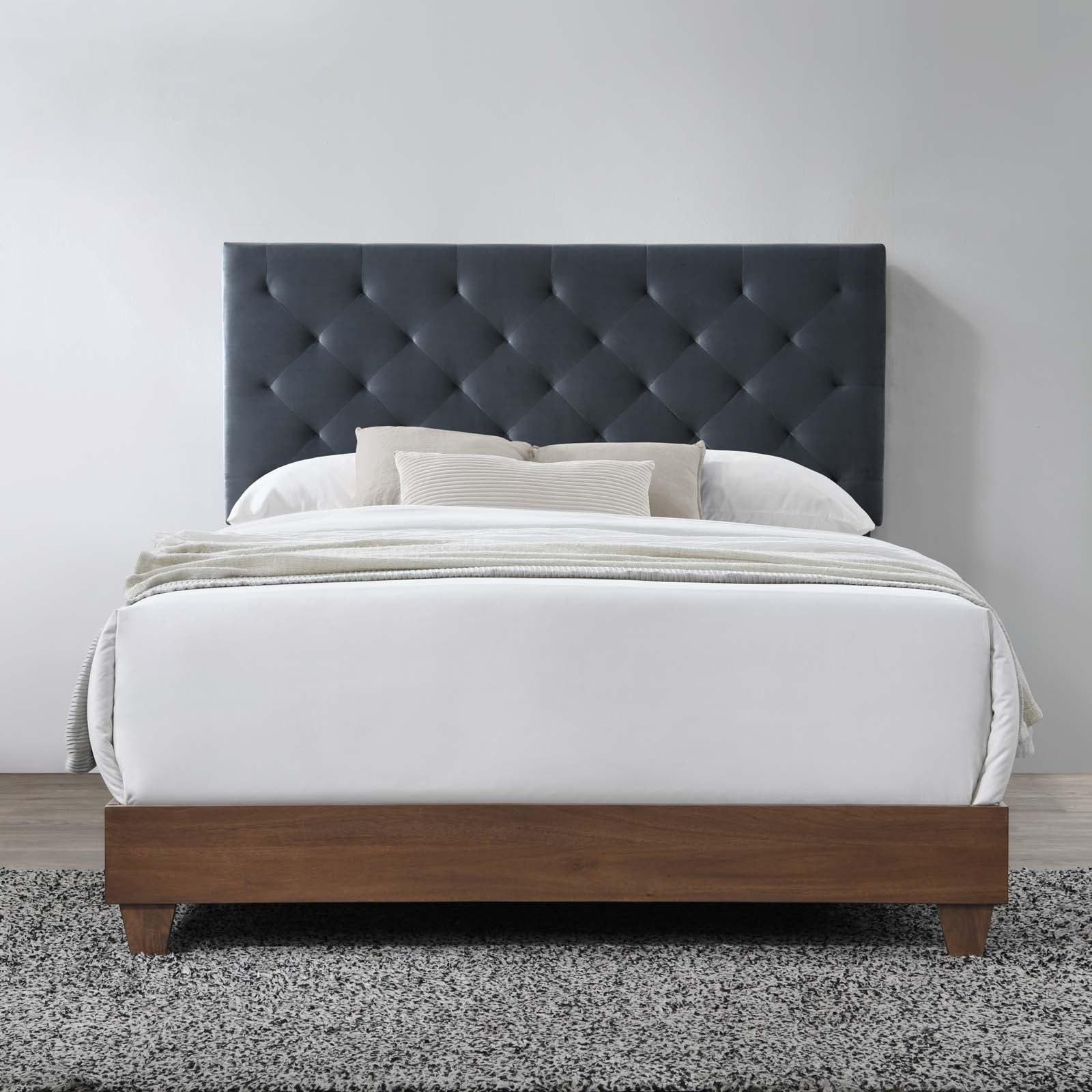 Rhiannon Diamond Tufted Upholstered Performance Velvet Queen Bed by Modway