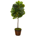 4' Fiddle Leaf Artificial Tree in Coiled Rope Planter (Real Touch)