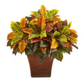25"  Garden Croton Artificial Plant in Brown Planter (Real Touch)