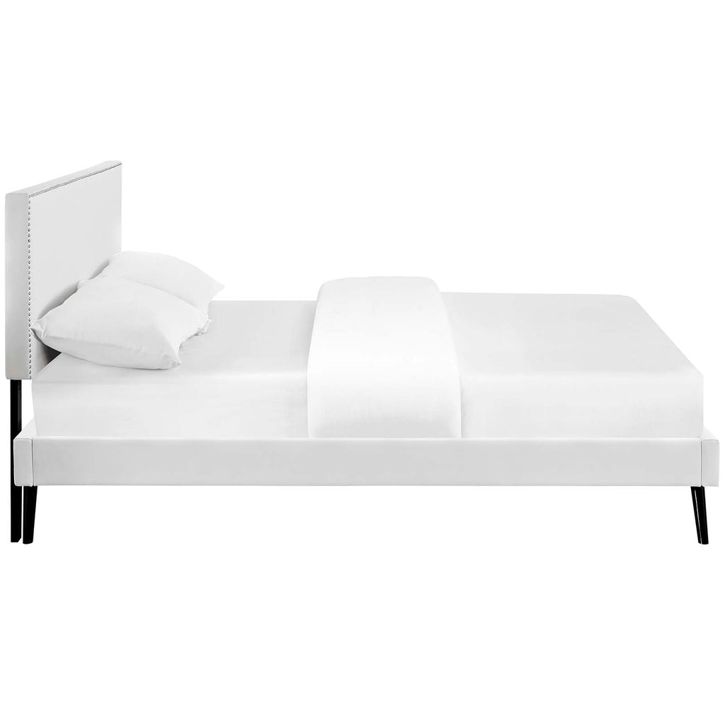 Macie Vinyl King Platform Bed with Round Splayed Legs by Modway