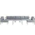 Shore 6 Piece Outdoor Patio Aluminum Sectional Sofa Set by Modway
