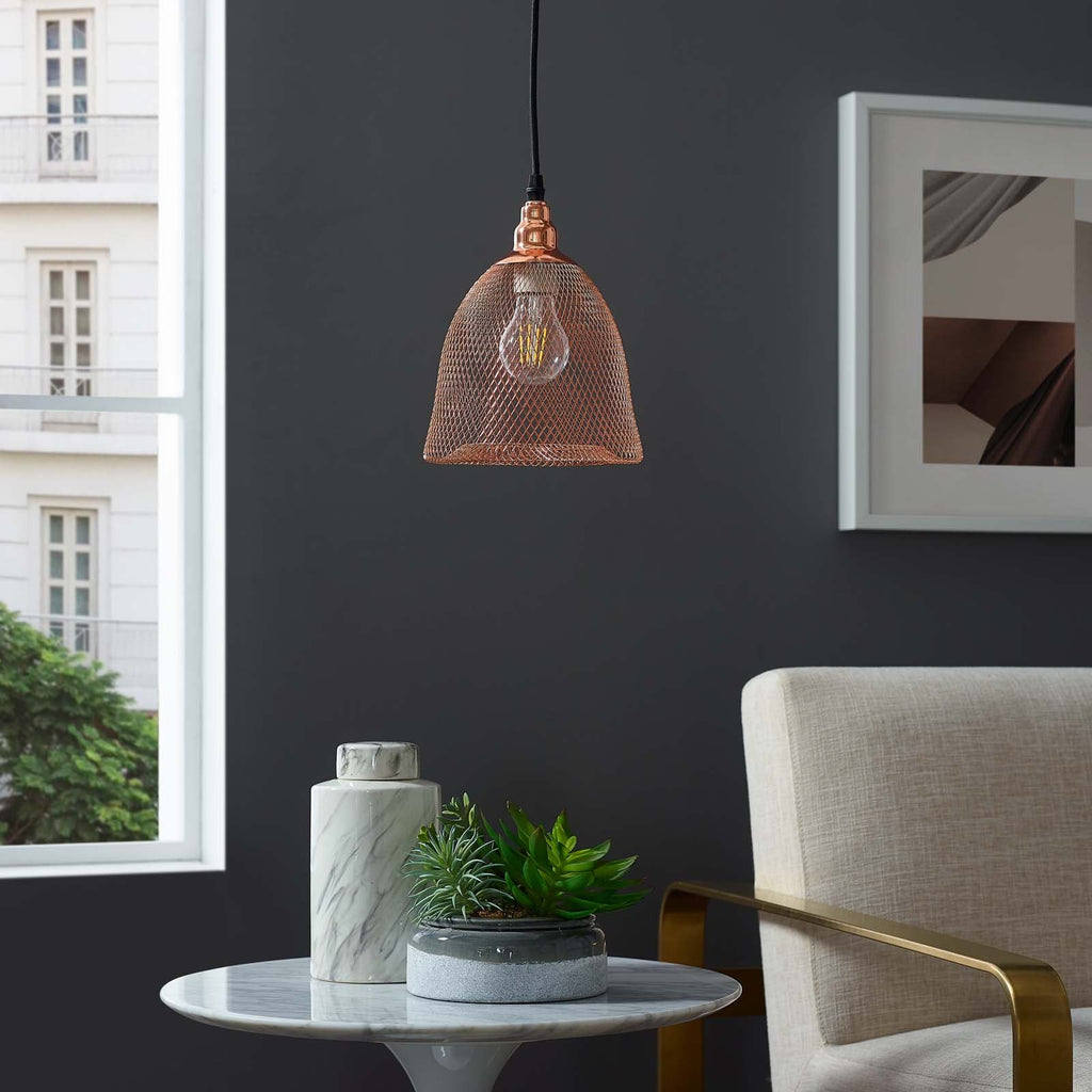 Glimmer Bell-Shaped Rose Gold Pendant Light by Modway