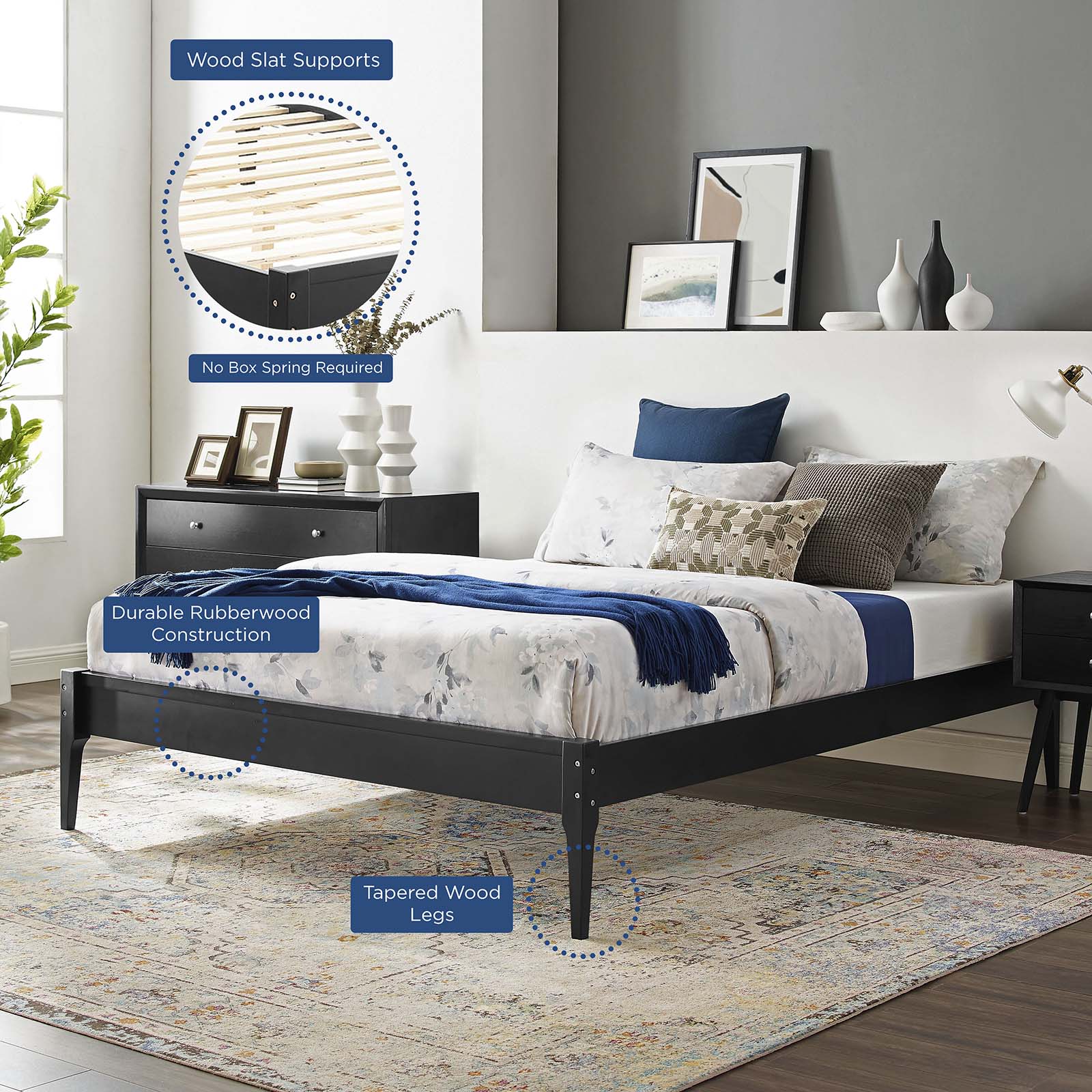 June Wood Queen Platform Bed Frame by Modway