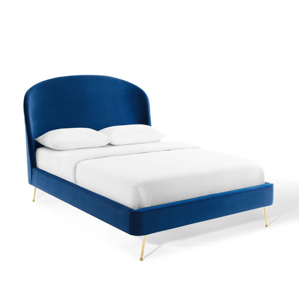 Mira Upholstered Performance Velvet Queen Platform Bed by Modway