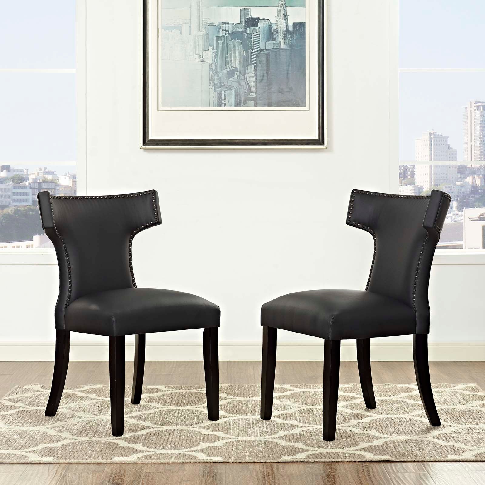 Curve Vinyl Dining Side Chair Set of 2 by Modway